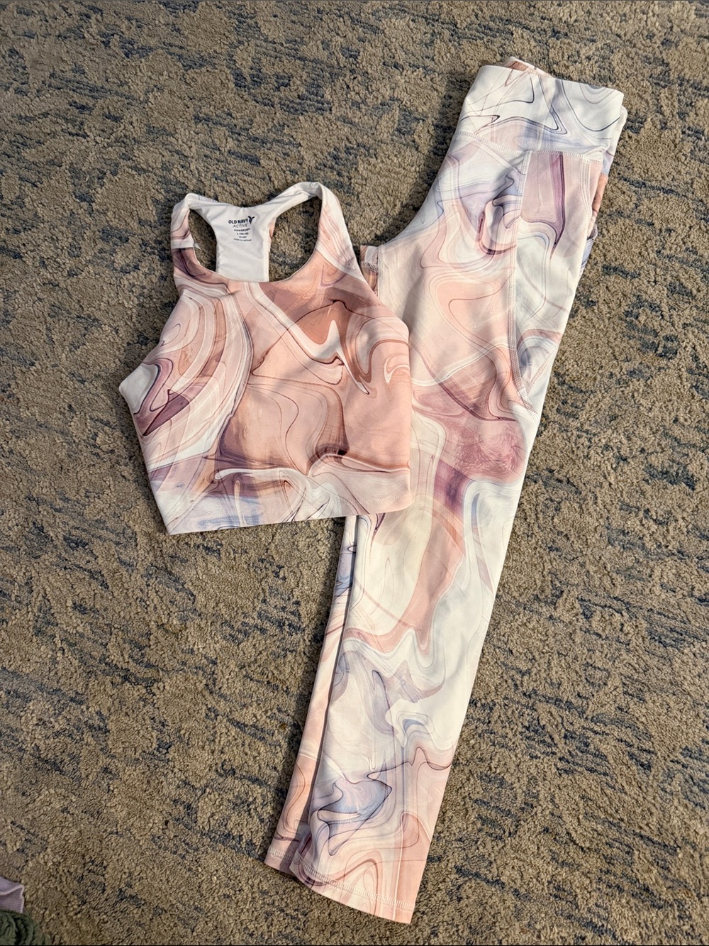 Old Navy Marble-Print Pink and Purple Girls Active Set